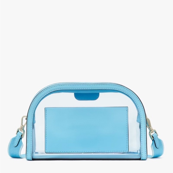 ♠️kate spade Clare Clear See Through Small Dome Crossbody Stadium Bag, Blue NWT
